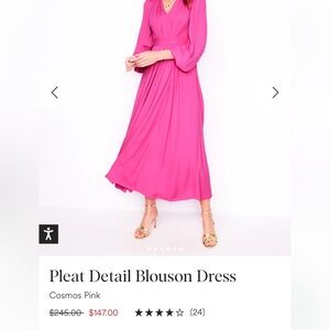 Boden Pleat Detail Blouson Dress Pink Size US 6